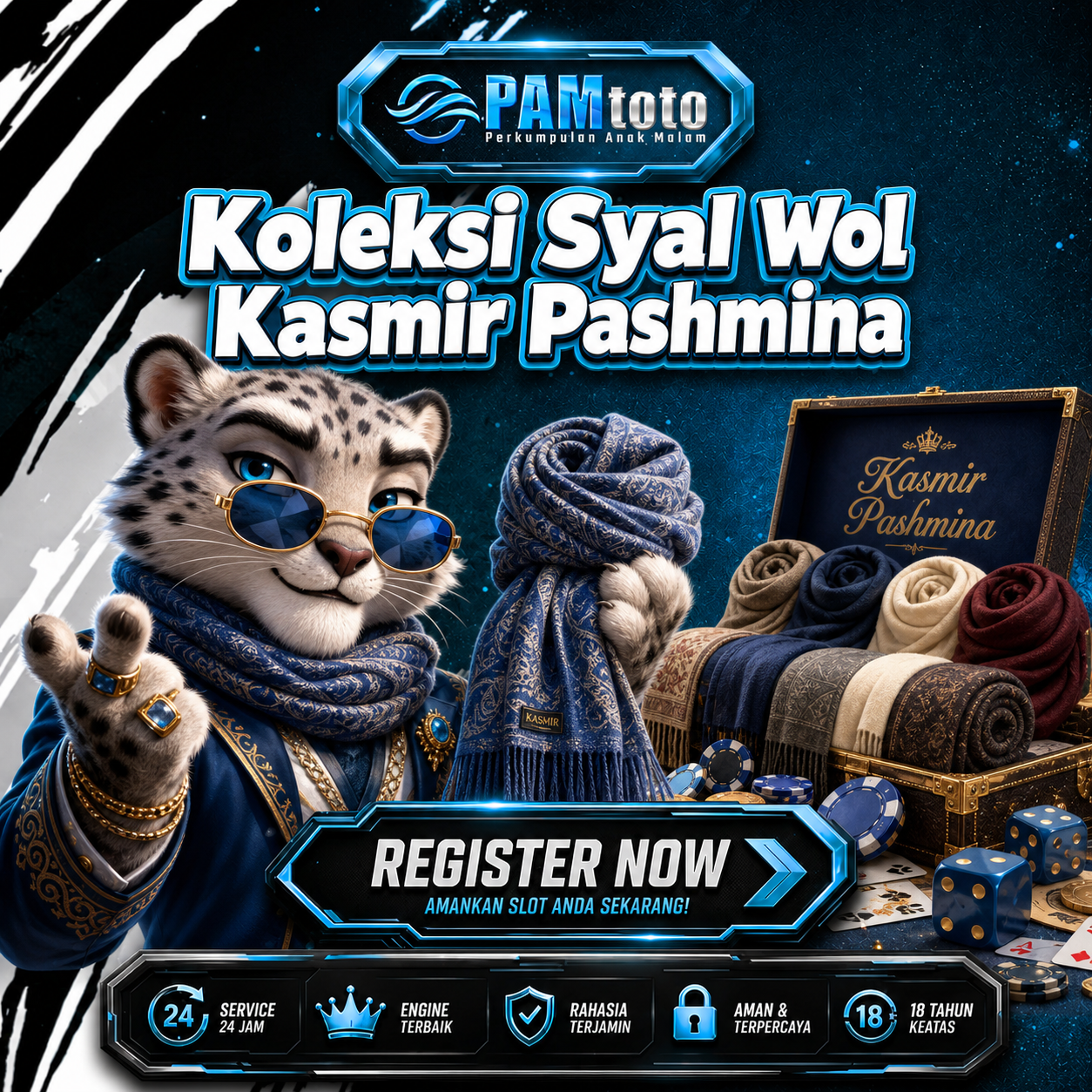 PAMTOTO - Syal Wol Kasmir Pashmina Premium